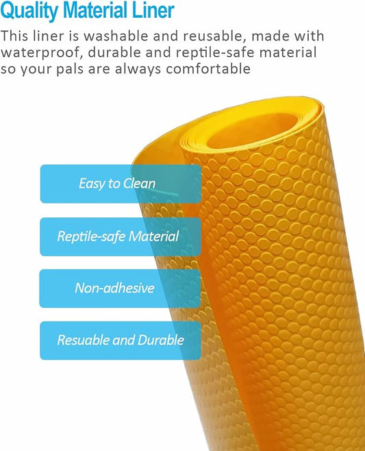 Bearded Dragon Tank Accessories, Reptile Terrarium Liner Substrate for Leopard Gecko, Snake, Lizard and Tortoise, Non-adhesive Reptile Carpet Bedding for Reptile Tank, Yellow Duedusto