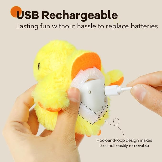 Potaroma Cat Toys Rechargeable Flapping Duck with SilverVine Catnip, Lifelike Quack Chirping, Touch Activated Kitten Kicker Plush Interactive Exercise Toys for All Breeds - PAWPICO