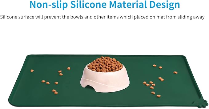AUDWUD Silicone Waterproof Dog Cat Pet Feeding Mats,Anti Slip Pet Bowl Mats,Pet Feeding Mat, 24" x 16" - PAWPICO