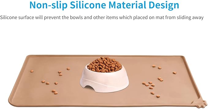 AUDWUD Silicone Waterproof Dog Cat Pet Feeding Mats,Anti Slip Pet Bowl Mats,Pet Feeding Mat, 24" x 16" - PAWPICO