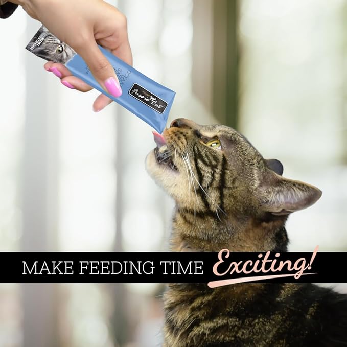 Fussie Cat Ocean Fish and Salmon Puree, lickable cat Treats, 0.5oz Pouch Pack of 4 - PAWPICO