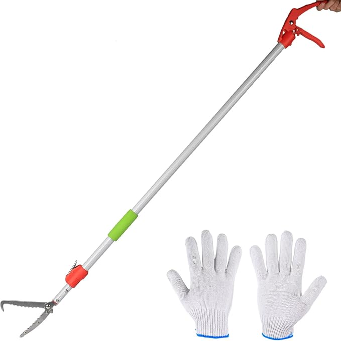 91 Inches Snake Grabber -Stainless Steel Snake Tongs Foldable with Lock Suitable for Catching Rattlesnakes and Coral Snakes Reptile KUNNKU