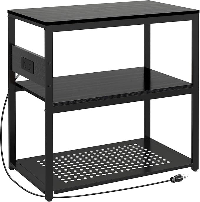 20-29 Gallon Fish Tank Stand with Power Outlets, 3-Tier Metal Aquarium Stand, Breeder Reptile Tank Stand with Shelf for Home Office, 660LBS Capacity, 29.5 x 15.8 x 30.1 inches, Black Livofloral