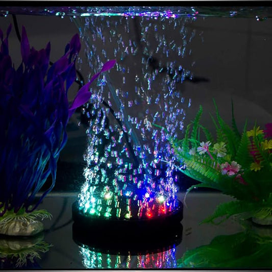 5 inch 12LEDs Aquarium Air Bubble Light, Multi-Colored Submersible Fish Tank Air Stone Disk Lamp Underwater Bubbler Light for Fish Tanks and Fish Ponds LEDGLE