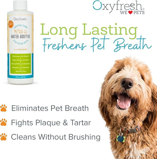 Oxyfresh Premium Pet Dental Care Solution Pet Water Additive: Best Way to Eliminate Bad Dog Breath and Cat Bad Breath - Fights Tartar & Plaque - So Easy, Just Add to Water! Vet Recommended 128 oz. Oxyfresh
