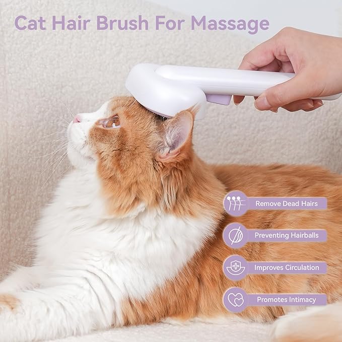 aumuca Cat and Dog Grooming Brush for Shedding, Removes Loose Fur from Long or Short Haired Pets - Ideal for Cats, Kittens, Rabbits, and More - Purple - PAWPICO
