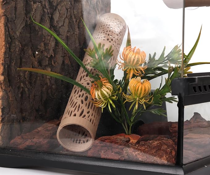 Fake Chrysanthemum Plants, Reptile Plants for Terrarium, Amphibian Tank Accessories Habitat Decor fit Crested Gecko Leopard Lizard Chameleon Ball Python Snake Frog WOLEDOE