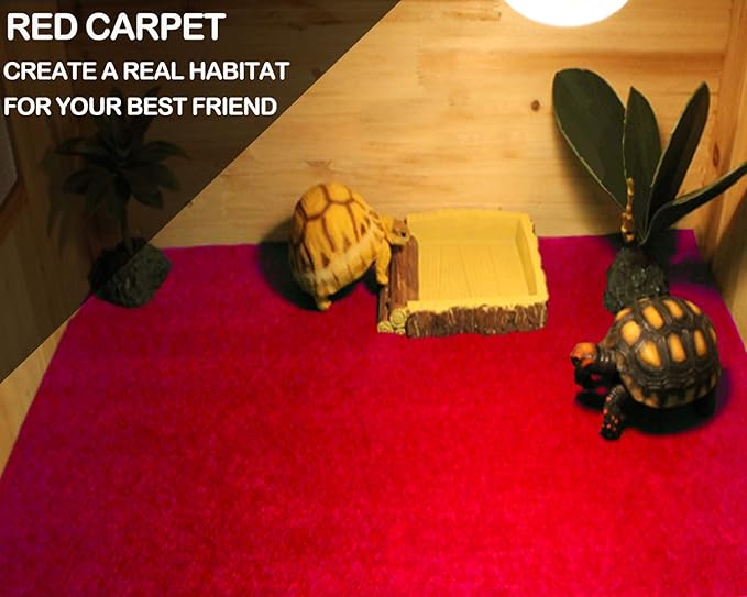 HERCOCCI Reptile Carpet, 39’’ x 20’’ Terrarium Bedding Substrate Liner Reptile Cage Mat Supplies for Bearded Dragon Lizard Tortoise Leopard Gecko Snake (Red) HERCOCCI