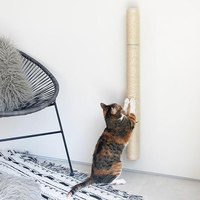34" Wall Mounted Cat Scratcher, Sisal Scratching Post - PAWPICO