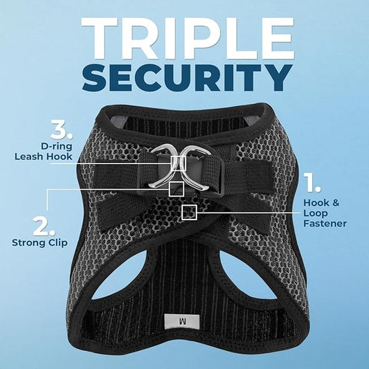 Voyager Step-in Air Dog Harness - All Weather Mesh, Reflective, No Pull Harness for Small, Medium Dogs, Cats - Secure with Hook & Loop Fastener, Buckle, Double D-Rings - Gray 2-Tone, M BestPetSuppliesLLC