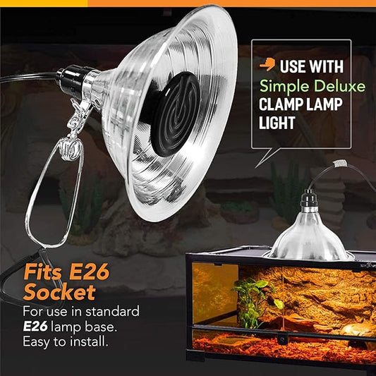 Simple Deluxe PTCLAMCR150MCTRL 150W Reptile Heat Bulb & 150W Clamp Light with 8.5" Reflector & Digital Thermostat Controller Combo Set, Black SimpleDeluxe