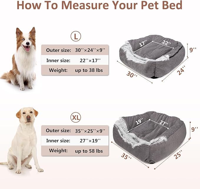 MIXJOY Dog Beds for Large Medium Small Dogs, Rectangle Cave Hooded Blanket Puppy Bed, Luxury Orthopedic Cat Beds for Indoor Cats, Warmth and Machine Washable (35 inches, Grey) - PAWPICO