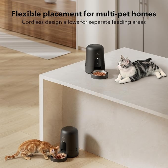 PETLIBRO Automatic Cat Feeder, Wi-Fi Rechargeable Cat Food Dispenser Battery-Operated with 30-Day Life, AIR 2.4G Wi-Fi Timed Pet Feeder for Cat & Dog, 2L Auto Cat Feeder, Black - PAWPICO