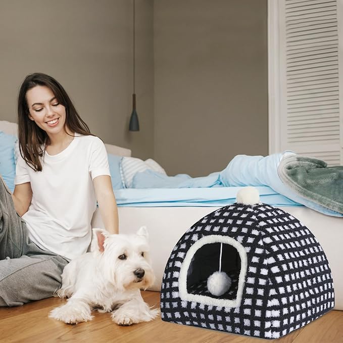 Cat Bed Cave for Indoor, Suitable for Cat Dome Bed, Hideaway Bed for Indoor Cats with Removable Mattress for Kittens.Cat Tent House for Dual Use (XL:17"x17") - PAWPICO