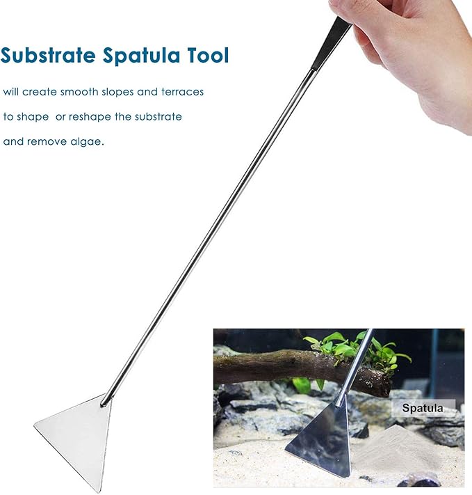 Capetsma Aquascape Tools, Long Stainless Steel Aquarium Plant Tools Aquarium Tweezers Scissors Spatula Tool Set Bonsai Kit Algae Scrapers Aquarium Cleaning Kit for Fish Tank Starter kit capetsma