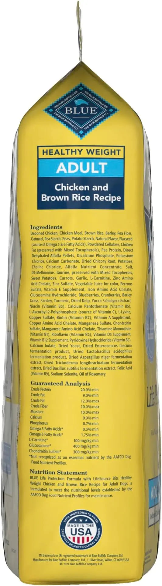 Blue Buffalo Life Protection Formula Natural Adult Healthy Weight Dry Dog Food, Chicken and Brown Rice 15-lb - PAWPICO