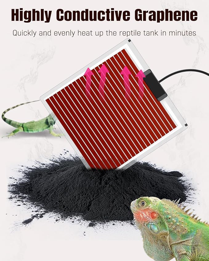 Pawfly 28 W Reptile Heat Pad 11 x 11 Inch Reptile Heating Pad Under Tank Terrarium Safe Fast Heating Mat Heat Mat for Turtles Frogs Snakes Lizards Geckos Hermit Crabs Spiders & Other Reptiles Pawfly