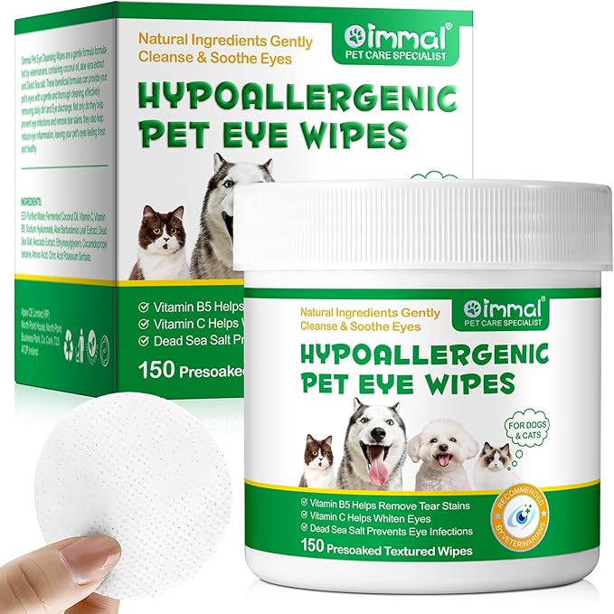 Dog Eye Wipes, 150PCs Eye Cleaning Wipes for Dogs & Cats Remove Dog Tear Stain, Dried Mucus Secretions, Discharge & Crust, Cleaning Wipe - Pet Gentle Care Supplies Diposable Wipes for Eyes, Face, Paws PAWPICO