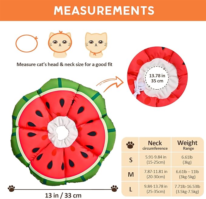 Avont Cat Cone Collar Soft, Adjustable Recovery E Collar Alternative for Cats Kittens Puppies, Elizabethan Neck Cone of Shame to Prevent Licking Biting After Surgery Protect Wounds -Melon(L) Avont