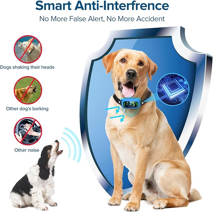 Bark Collar, Rechargeable Dog Bark Collar with 5 Adjustable Sensitivity and Intensity Beep Vibration, Anti Barking Collar for Small Medium Large Breed Dogs (Blue) FAFAFROG