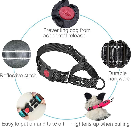 haapaw 2 Packs Martingale Dog Collar with Quick Release Buckle Reflective Dog Training Collars for Small Medium Large Dogs haapaw