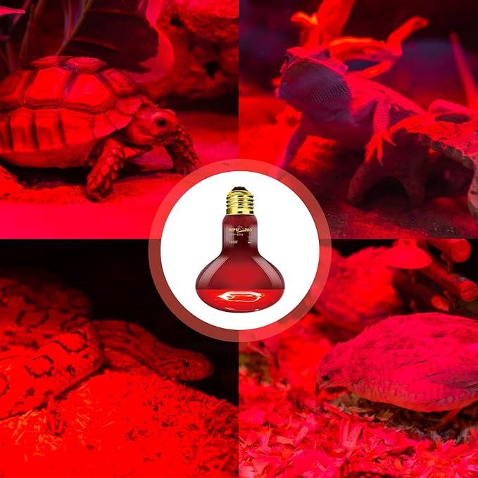 REPTI ZOO 2 Pack Infrared Heat Lamp, 100W Reptile Heat Emitter Infrared Basking Spot Light, Red Heat Lamp for Chickens Coop Reptile Pets Brooder Use REPTIZOO