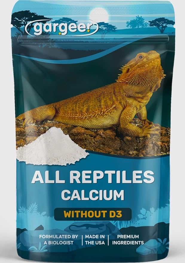 4oz All Reptile Calcium Powder, Phosphorus-Free Ultrafine Powder, Pure Dust Without Vitamin D3, Ready to Use for All Reptiles, Lizards & Amphibians Supplement. Made in The USA. Enjoy ! Gargeer