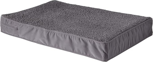 Happy Hounds Oscar Rectangle Orthopedic Foam Sherpa Dog Bed, Medium (42 x 30 in.), Pewter - PAWPICO