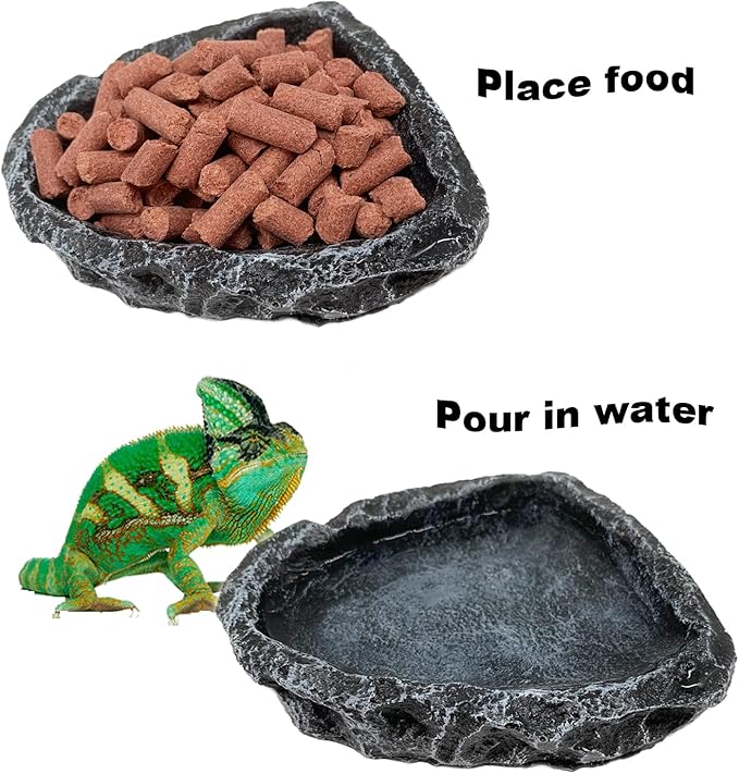 Reptile Water Dish Food Bowl, 2 Pack Reptile Feeding Dish Corner Bowl, Reptile Terrarium Bowls for Bearded Dragon Lizard Frog Gecko Tortoise Hermit Crab CATENESS