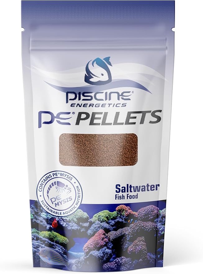 PE Pellets Saltwater Fish Food, 1mm 2 oz/ 56g (Pouch) PiscineEnergetics