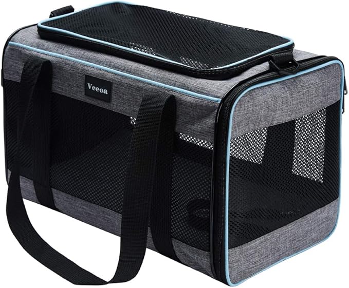 Vceoa 17.5x11x11 Inches Cat, Dog Carrier for Pets Up to 16 Lbs, Soft-Sided Cat Bag Animal Carriers Travel Puppy Carry As a Toy of Fabric Pet Home - PAWPICO