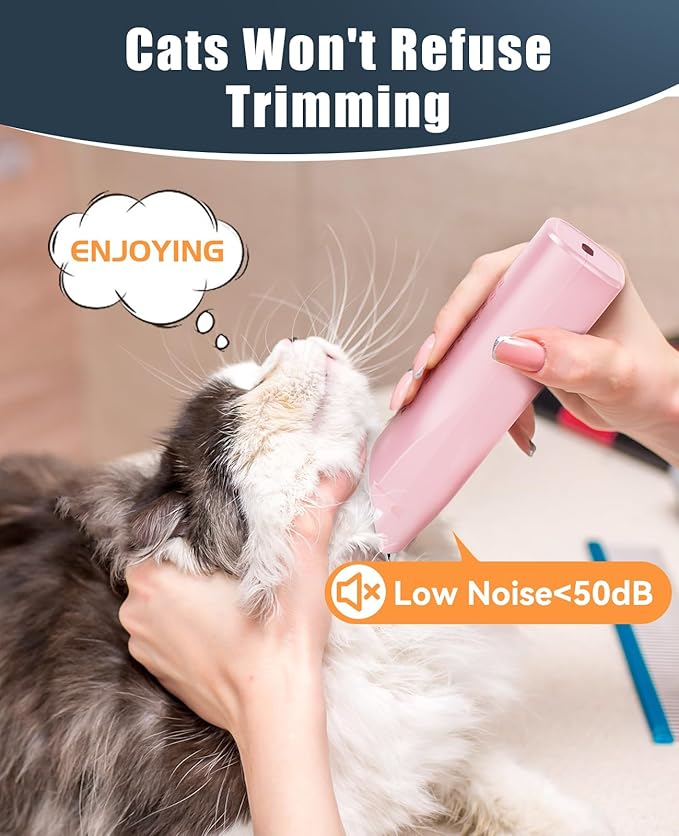 oneisall Pet Clipper for Cat Matted Hair, Pet Shaver for Cats Quiet Pet Hair Clippers Cordless Cat Clippers for Matted Hair Cat Clippers for Long Hair - PAWPICO