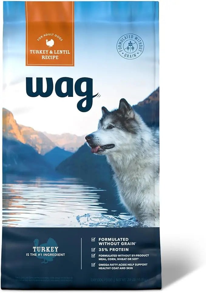 Amazon Brand - Wag Dry Dog Food Grain-Free Turkey & Lentil Recipe, High Protein (24 lb bag) - PAWPICO