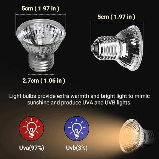 CALPALMY 4-Pack 25W UVA+UVB Reptile Heat Bulbs - Heat and Light for Reptiles and Amphibian Tanks, Terrariums and Cages - Works with Turtle Lizard Various Amphibian Terrarium Heat Lamp Fixtures CalPalmy