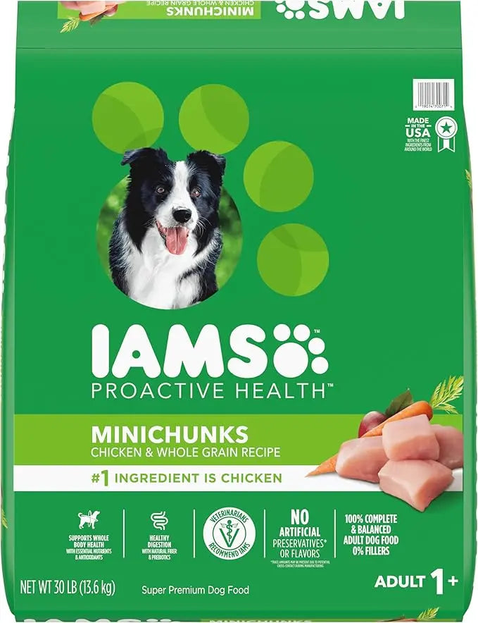 IAMS Proactive Health Minichunks Adult Dry Dog Food with Real Chicken, 30 lb. Bag - PAWPICO