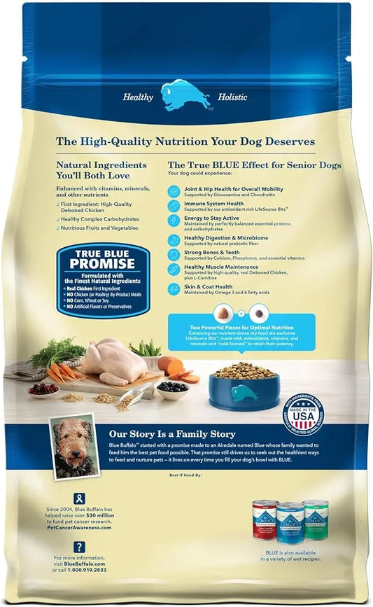 Blue Buffalo Life Protection Formula Senior Dry Dog Food, Supports Joint Health and Mobility, Made with Natural Ingredients, Chicken & Brown Rice Recipe, 34-lb. Bag - PAWPICO