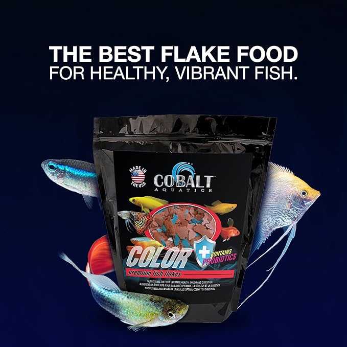 Cobalt Aquatics Color Enhancing Flakes with Probiotics, 16 oz - Ideal for All Tropical Fish - Enhances Health & Vibrant Colors - for Fish Aquariums COBALTAQUATICS