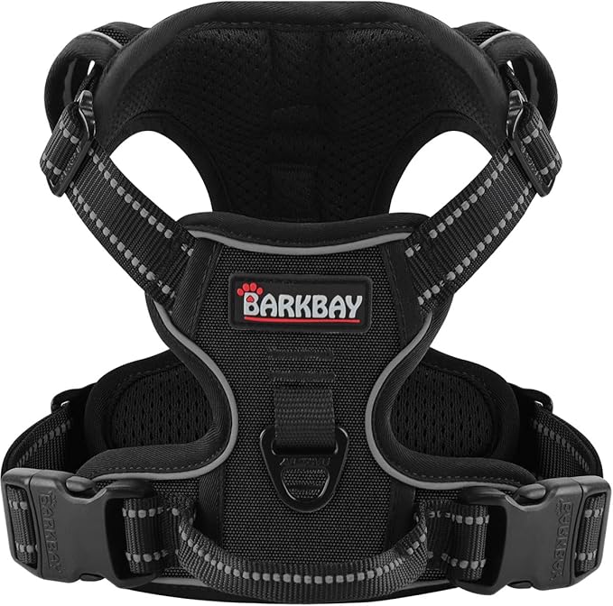 BARKBAY Dog Harness No Pull for Medium Dogs - Adjustable, Reflective, Comfortable, No Choke, Heavy-Duty - Perfect for Outdoor Training, Walking, and Hiking - Strong & Durable - M & Black BARKBAY