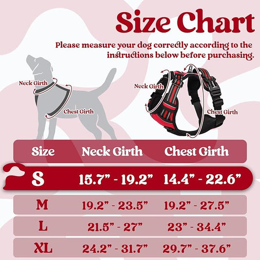 rabbitgoo Dog Harness Small Sized, No Pull Pet Harness with 3 Buckles, Adjustable Soft Padded Pooch Vest with Instant Control Handle, Easy Walking Reflective Pet Vest for Small Dogs, Red, S rabbitgoo