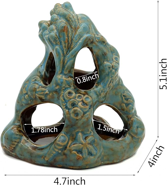 JIHAQUA Aquarium Ceramic Cave Decorations, Betta Fish Tank Accessories, Small Fish Tank Hideaway Decor JIHAQUA