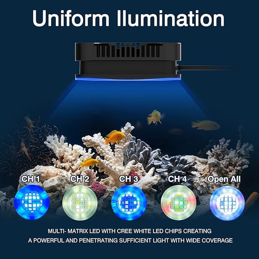 Lominie LED Aquarium Light Saltwater Aquarium Lamp 30W Full Spectrum with Remote Dimmable Nano Coral Reef Light for Fish Tank with Bracket Lominie