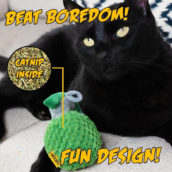 Cat Toys Grenade, Cat Toys for Indoor Cats, Kitten Toys, Catnip Toys for Cats of All Breeds, Action Themed Fun for Kicking, Biting, Chewing (Grenade, 1-Pack) - PAWPICO