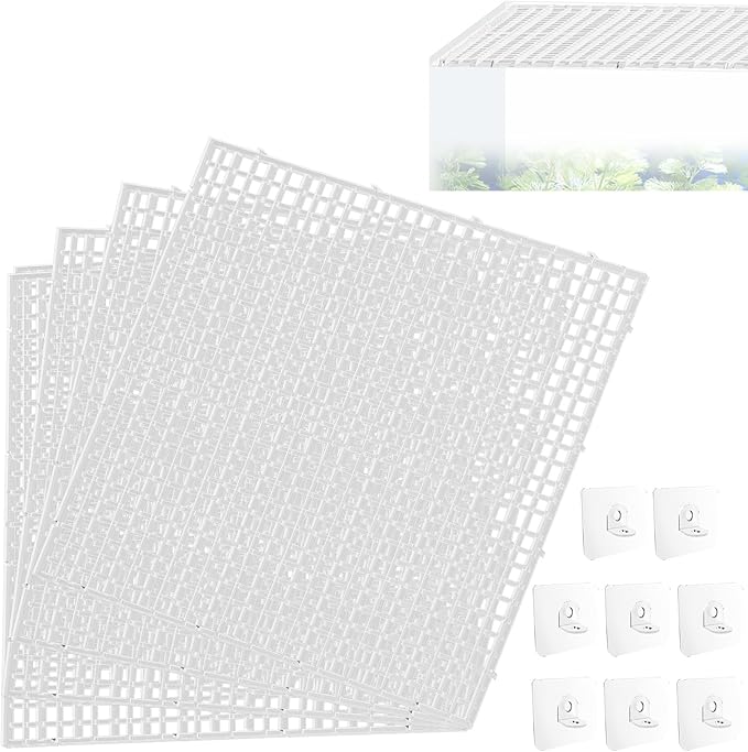 4 PCS Aquarium lid Hood, Fish Tank Top Cover, Plastic Grid Panel Fish Tank Lid Aquarium Cover lid to Prevent Fish from Jumping Out of The Tank and Reptile Pet from Escaping QoTang