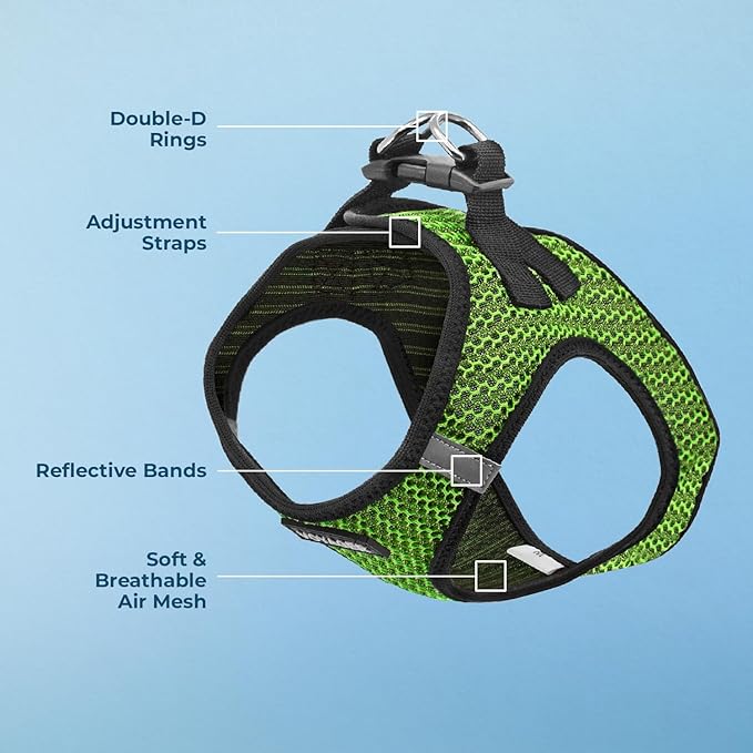 Voyager Step-in Air Dog Harness - All Weather Mesh, Reflective, No Pull Harness for Small, Medium Dogs, Cats - Secure with Hook & Loop Fastener, Buckle, Double D-Rings - Lime Green 2-Tone, S BestPetSuppliesLLC
