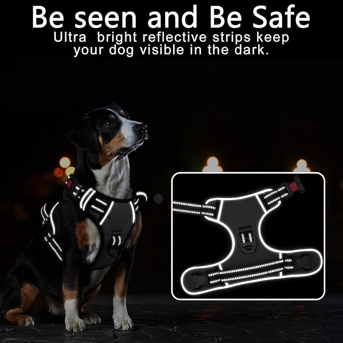 Timos Dog Harness Small Sized, No Pull Dog Harness with Neck Lockable Snap,No Choke Front Clip Dog Reflective Harness,Adjustable Metal Rings 3 Buckles,Easy Control Handle for Small Dogs Gray S Timos