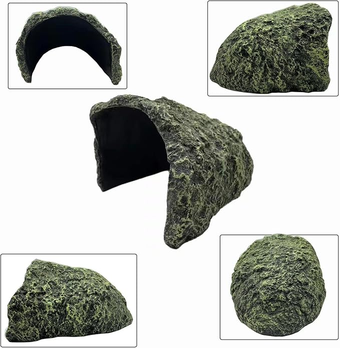 Oversize Reptile Hides and Caves Resin Rock Reptile Aquarium Habitat Hideouts Large Reptile Hiding Cave Lizard Hiding Spot for Bearded Dragon Snakes Tortoise Aquarium Terrarium Hideaway ZXUAQNOE