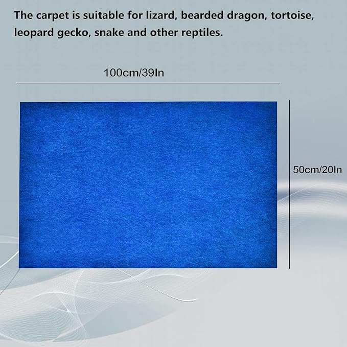 HERCOCCI 2 Pack Reptile Carpet, 39’’ x 20’’ Terrarium Bedding Substrate Liner Reptile Cage Mat Tank Accessories for Bearded Dragon Lizard Tortoise Leopard Gecko Snake (Blue) HERCOCCI