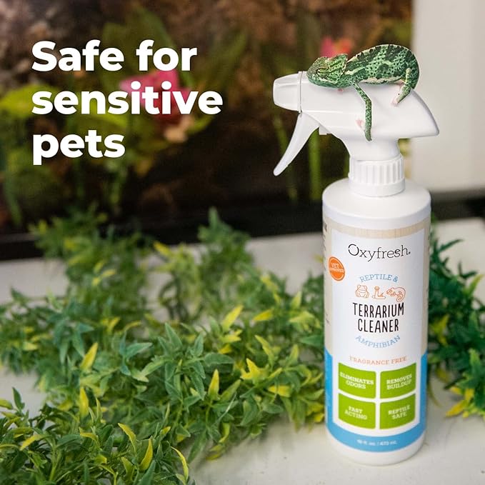 Oxyfresh Premium Terrarium Cleaner – Professional Amphibian and Reptile Terrarium Smell Eliminator – Safe & Quickly Removes Waste & Odors – Streak Free Glass – Bleach Free Oxyfresh
