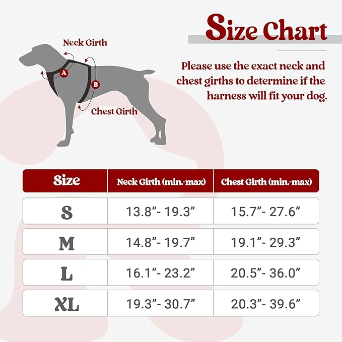 rabbitgoo Dog Harness No Pull with 2 Leash Clips, Adjustable Soft Padded, Reflective Oxford No Choke Pet Vest with Easy Control Handle for Large Dogs, Red Plaid, L rabbitgoo