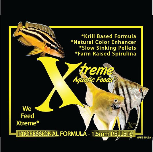 Xtreme Community Peewee 1.5mm Pellets: Slow Sinking & Ideal for Community Fish - Boosts Immune & Digestive Health, Enhances Color & Energy, Max Protein Fish Food – USA Farm Grown (38oz) XtremeAquaticFoods